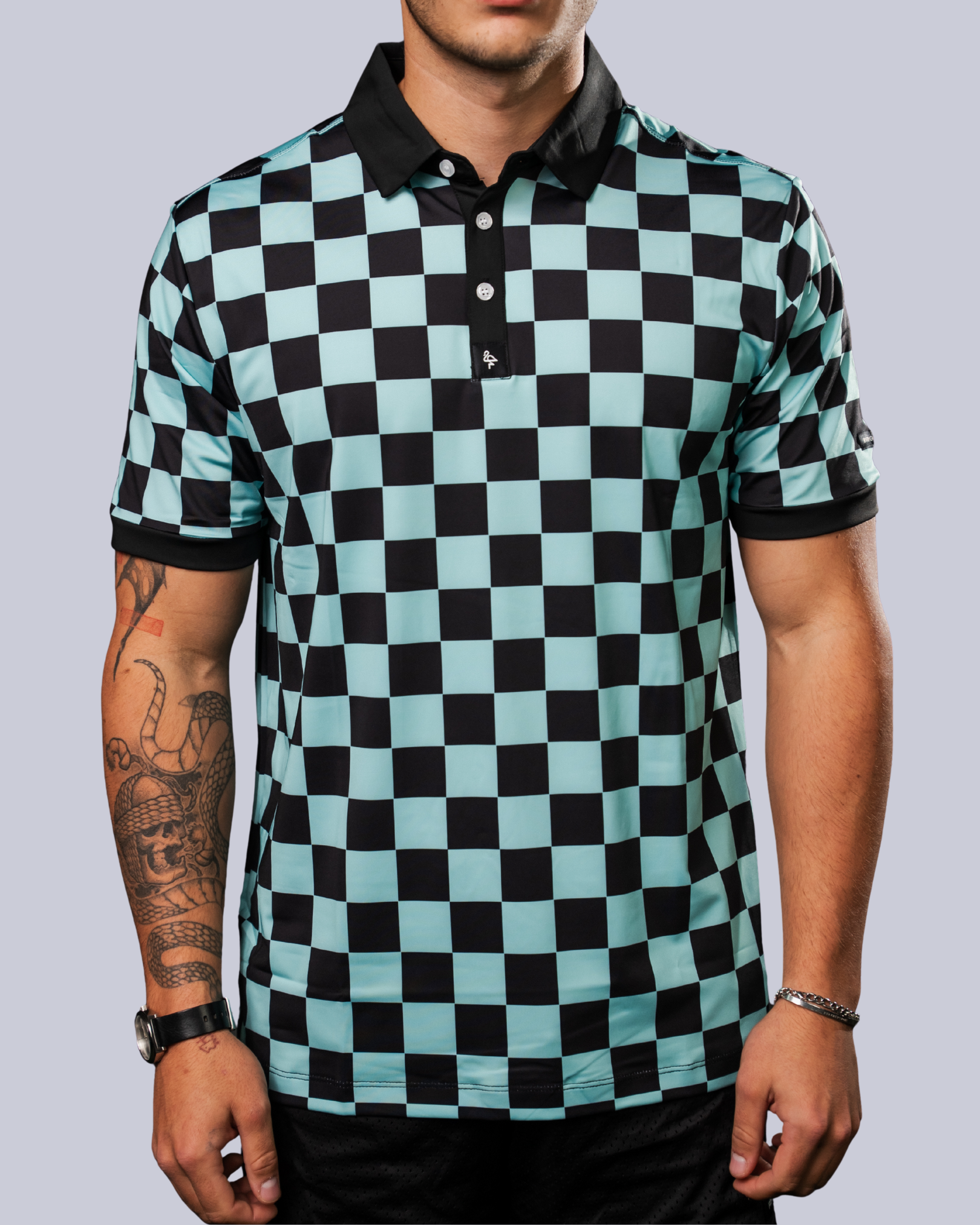 Checkered - Teal/Black - Men's Polo – Byrd Gang